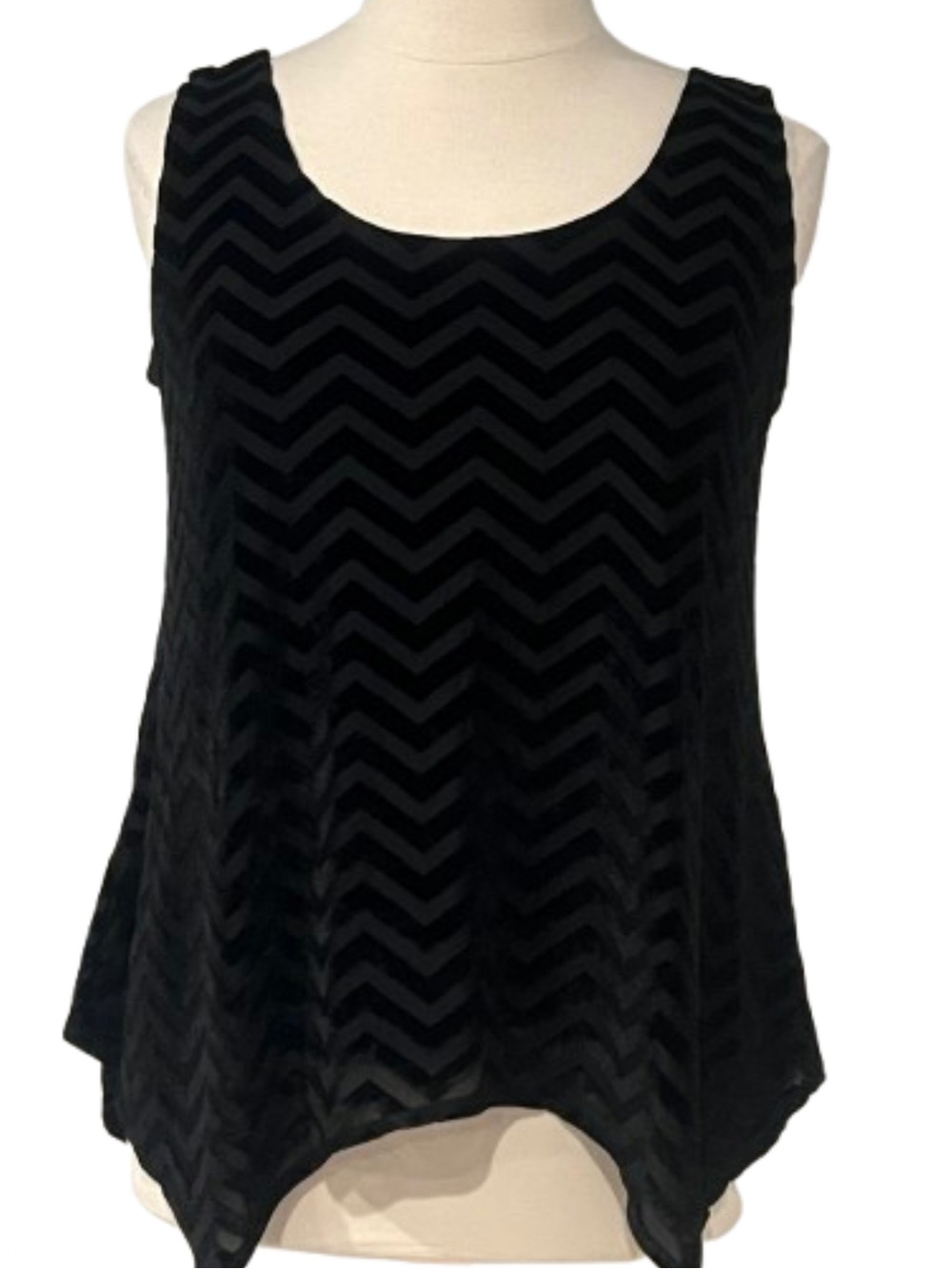 Black Chevron Velvet Tank Top